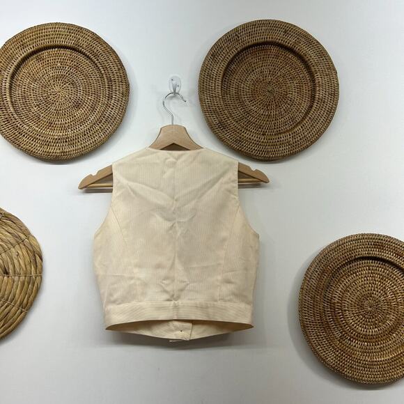 Vintage Y2K 90s Boutique Europa Neutral Cream Tailored Cropped Crop Tank Top 4 - Picture 2 of 5